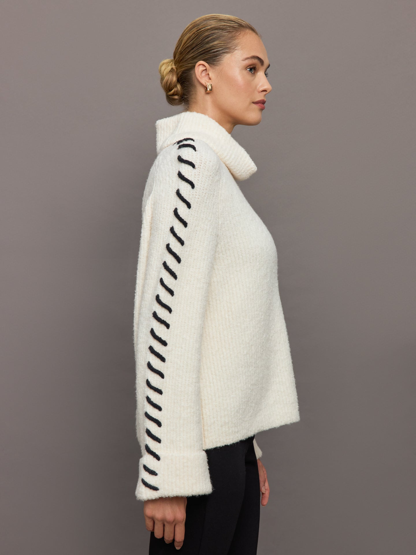 24AW ヴィ トゥエルヴ ニット XXlL クリーム US KNIT Vida Boucle Whip Stitch Pullover - Sea Salt Multi – Carbon38