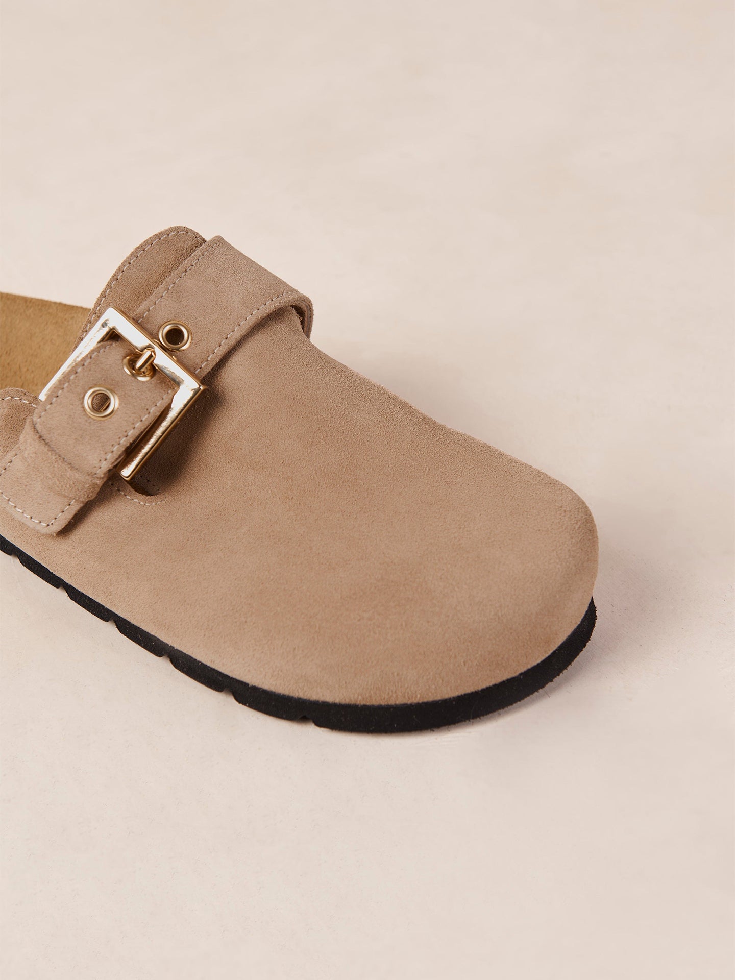 Taupe deals suede mules