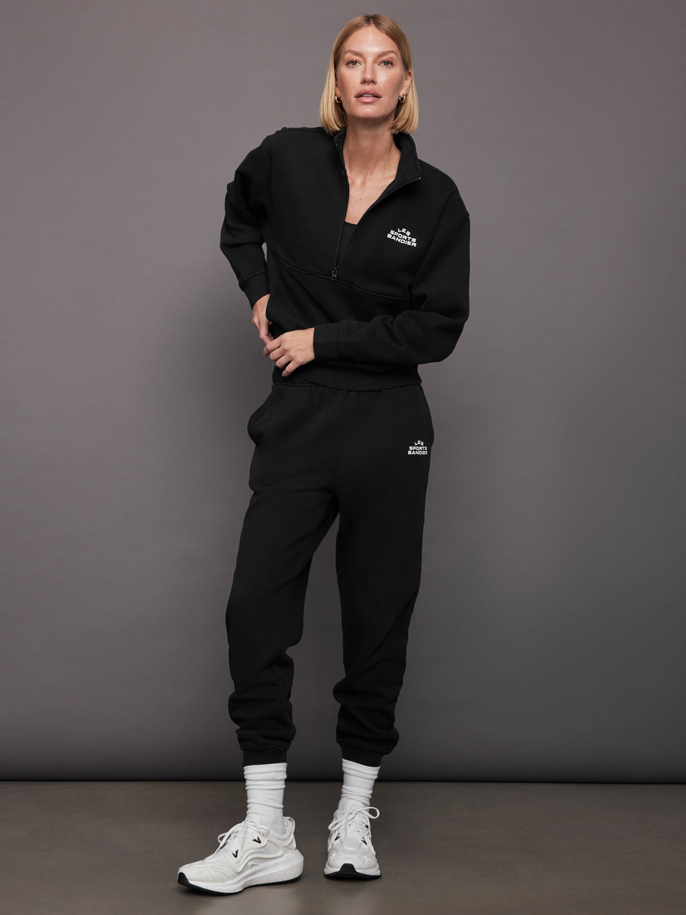 Les Sports Bandier 1/2 Zip Sweatshirt - Black/White