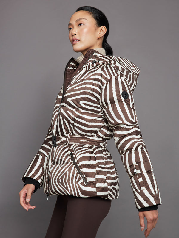 Lucca Down Ski Jacket - Allover Zebra Print