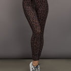 Front view of Melt High-Rise Sport Pocket Leopard Print Legging with drawcord.