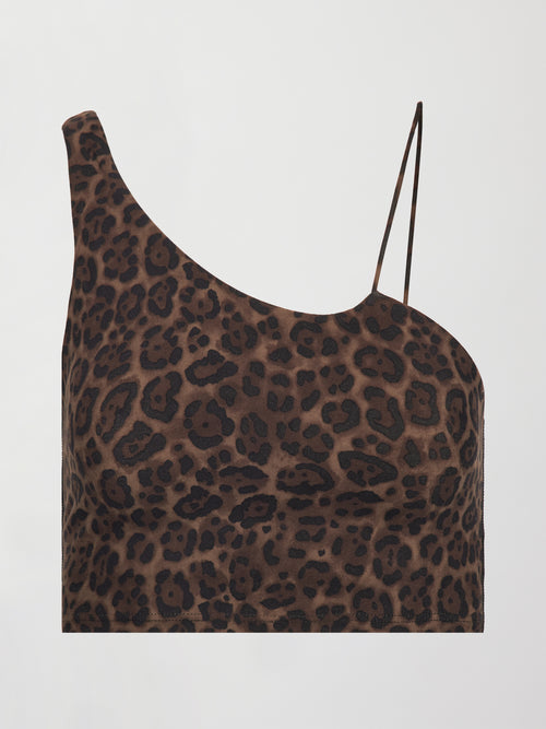 One Shoulder Convertible Bra Top - Leopard Print