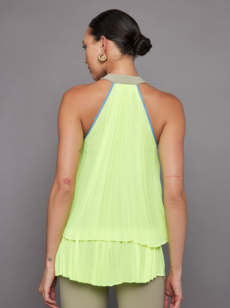 Pleated Back Tank in Melt - Silversage / Acid Lime