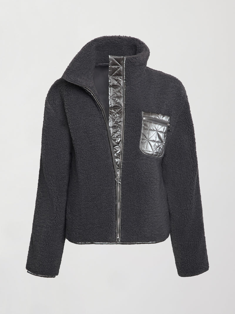 Metallic Sherpa Jacket - Dark Grey with Gunmetal Foil