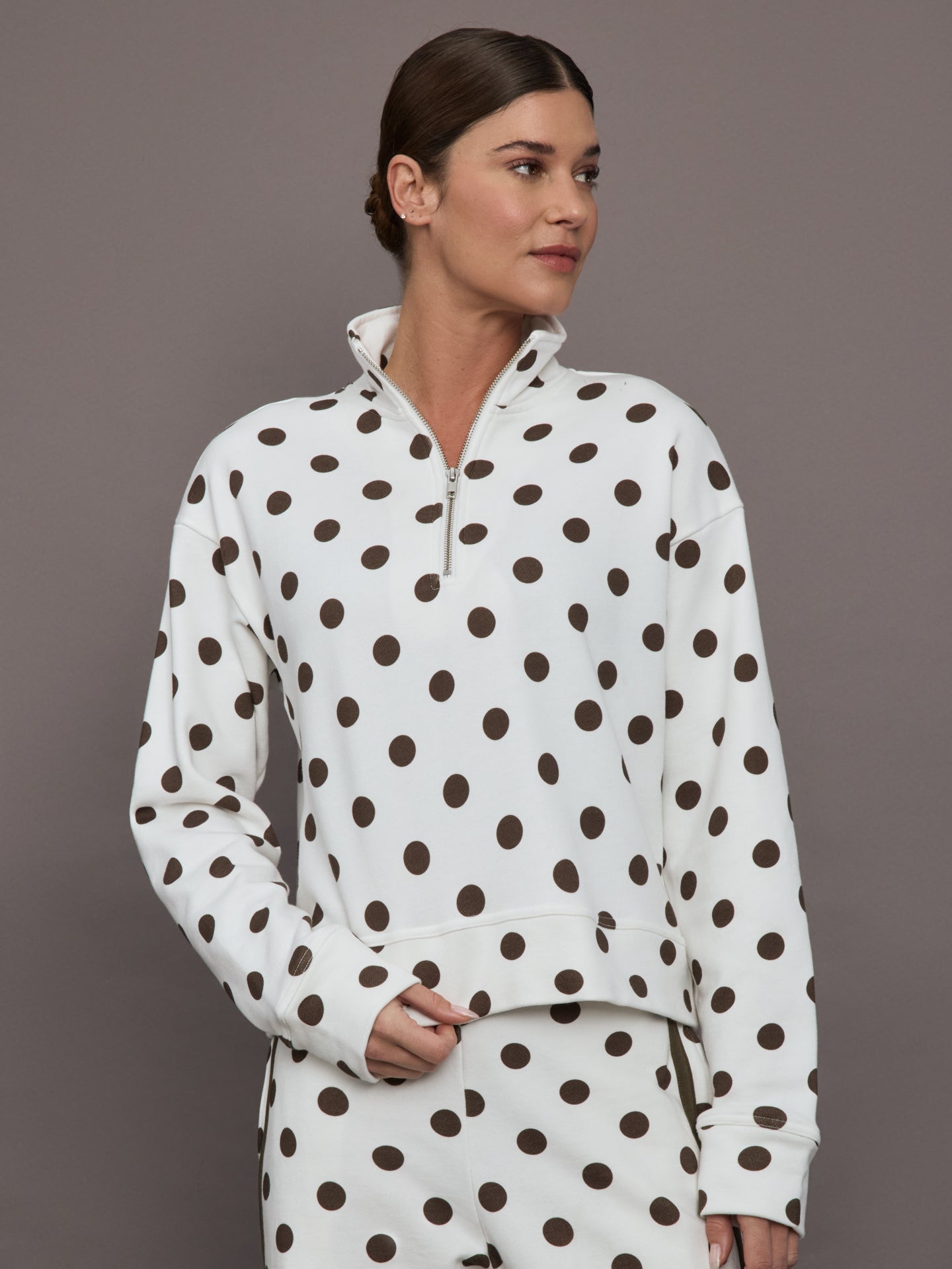 Polka Dot Half Zip - White/Carafe Polka Dot – Carbon38