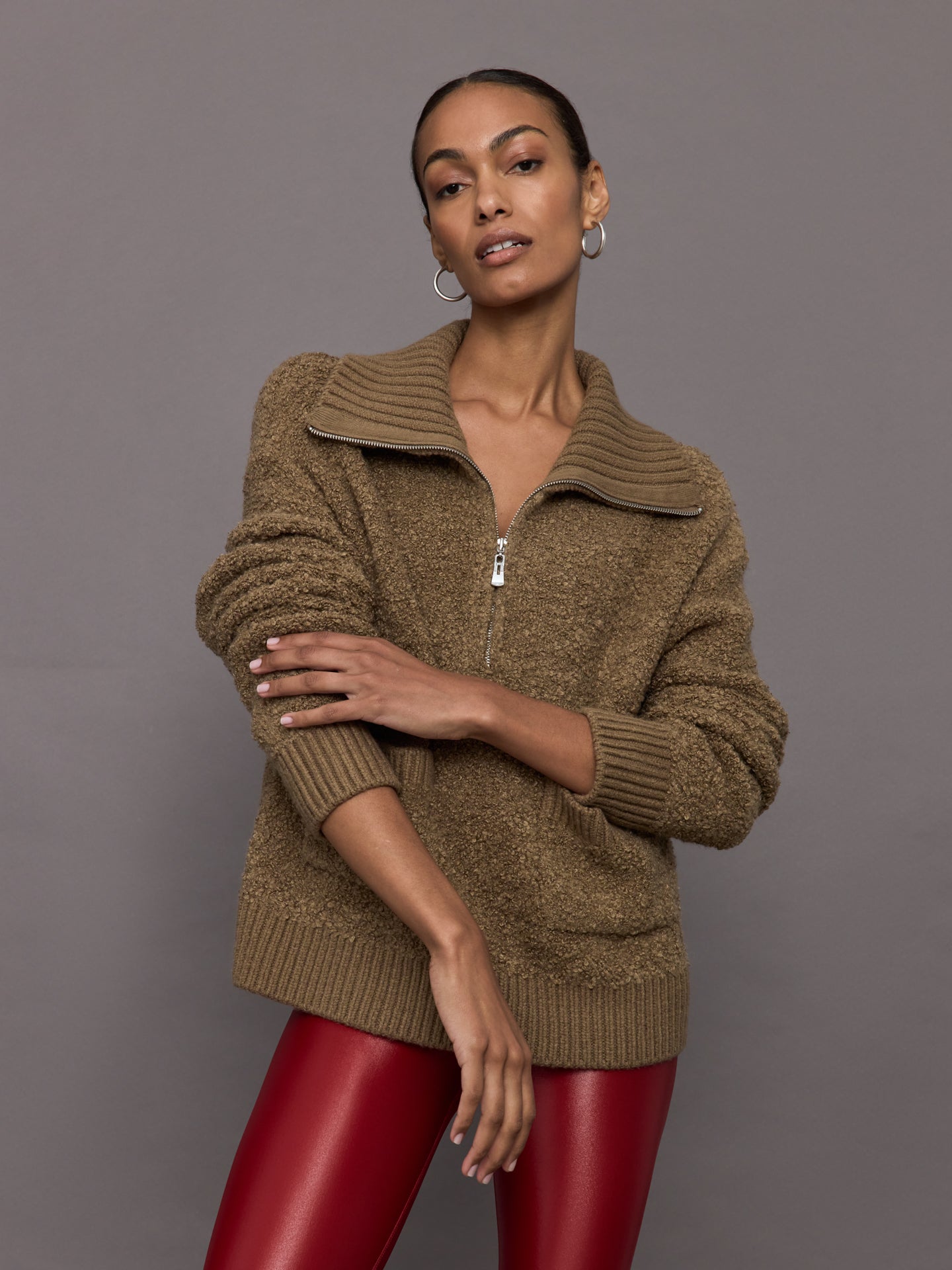 Half Zip Boucle Pullover - Caribou – Carbon38