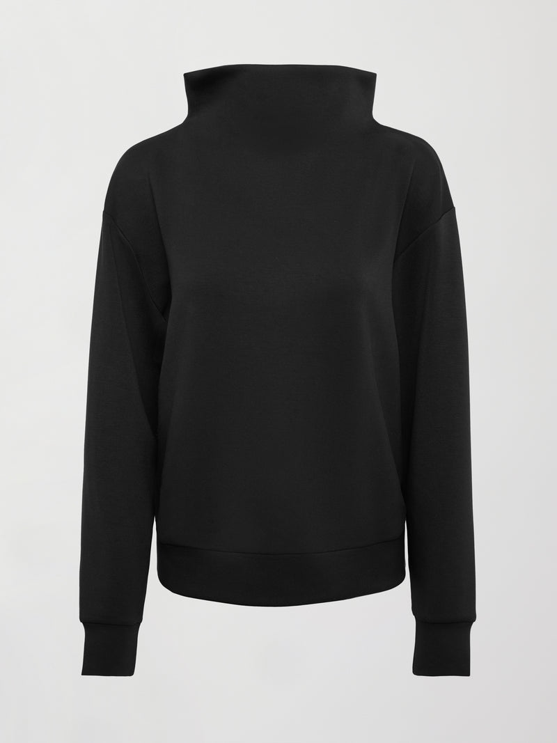 Cowl Neck Knit Sweatshirt - Black