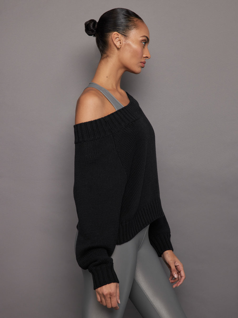 Slouchy Knit Sweater - Black