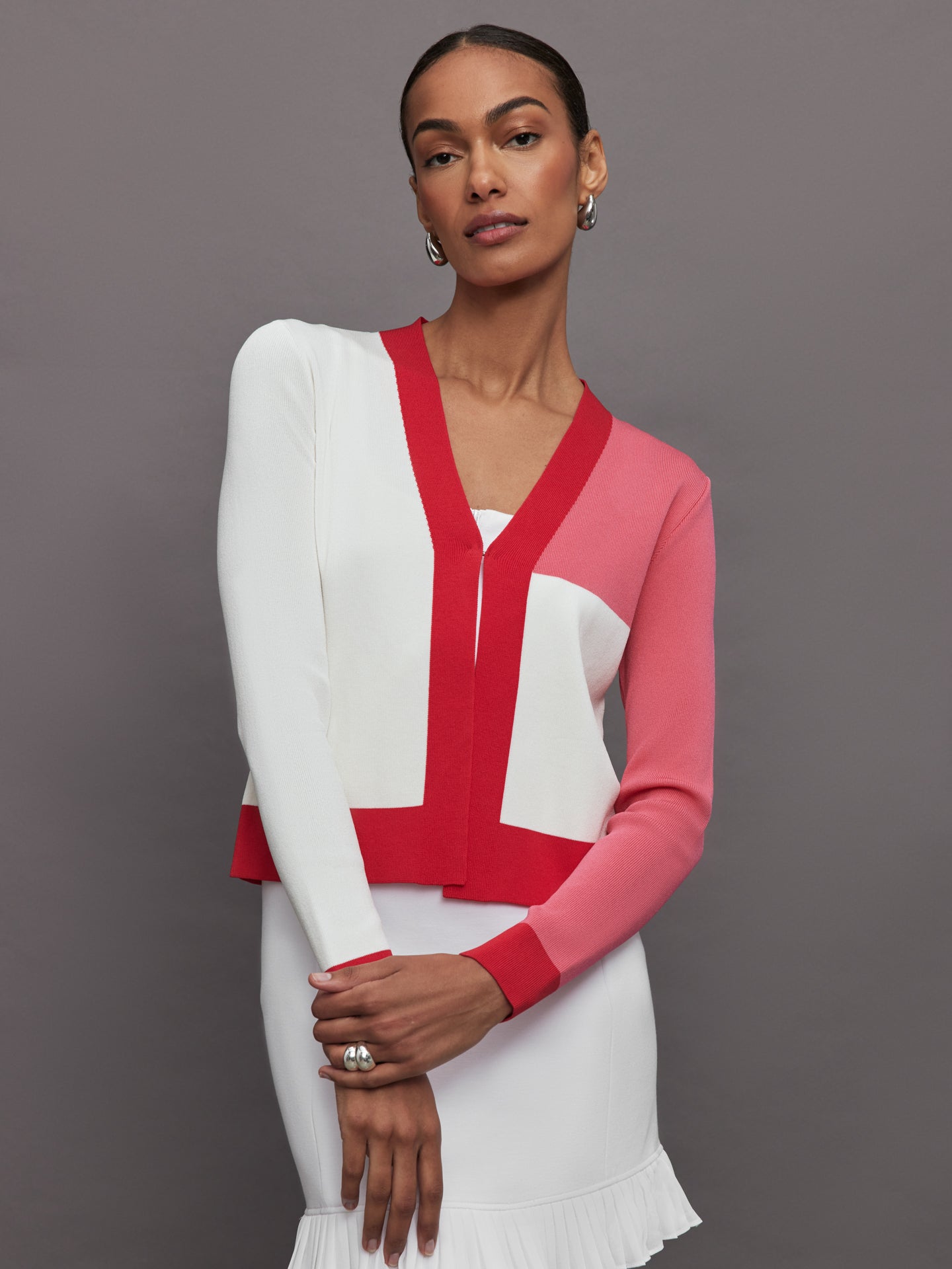 red dress white cardigan Enjoying every last bit of summer Wearing a gifted dress from @zesica_official love the sunset red color Swipe to see it styled with a cable knit casual button down cardigan gifted