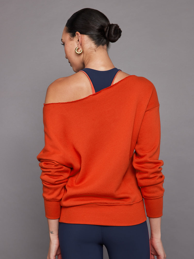 Off Shoulder Sweatshirt in French Terry - Orange