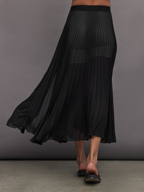 Mesh Pleated Skirt - Black