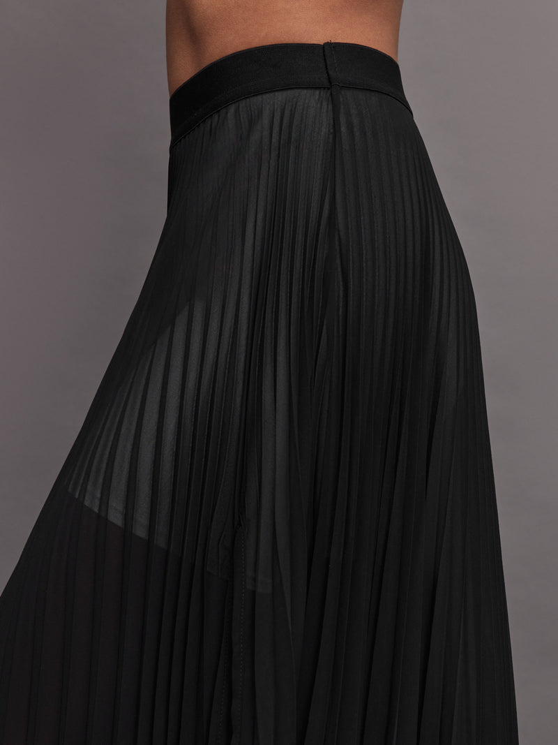 Mesh Pleated Skirt - Black