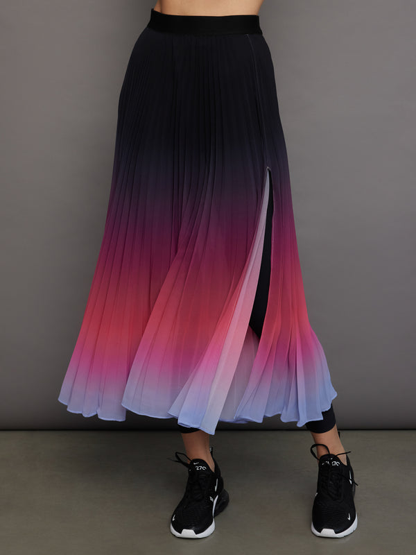 Ombre Pleated Skirt - Black Ombre