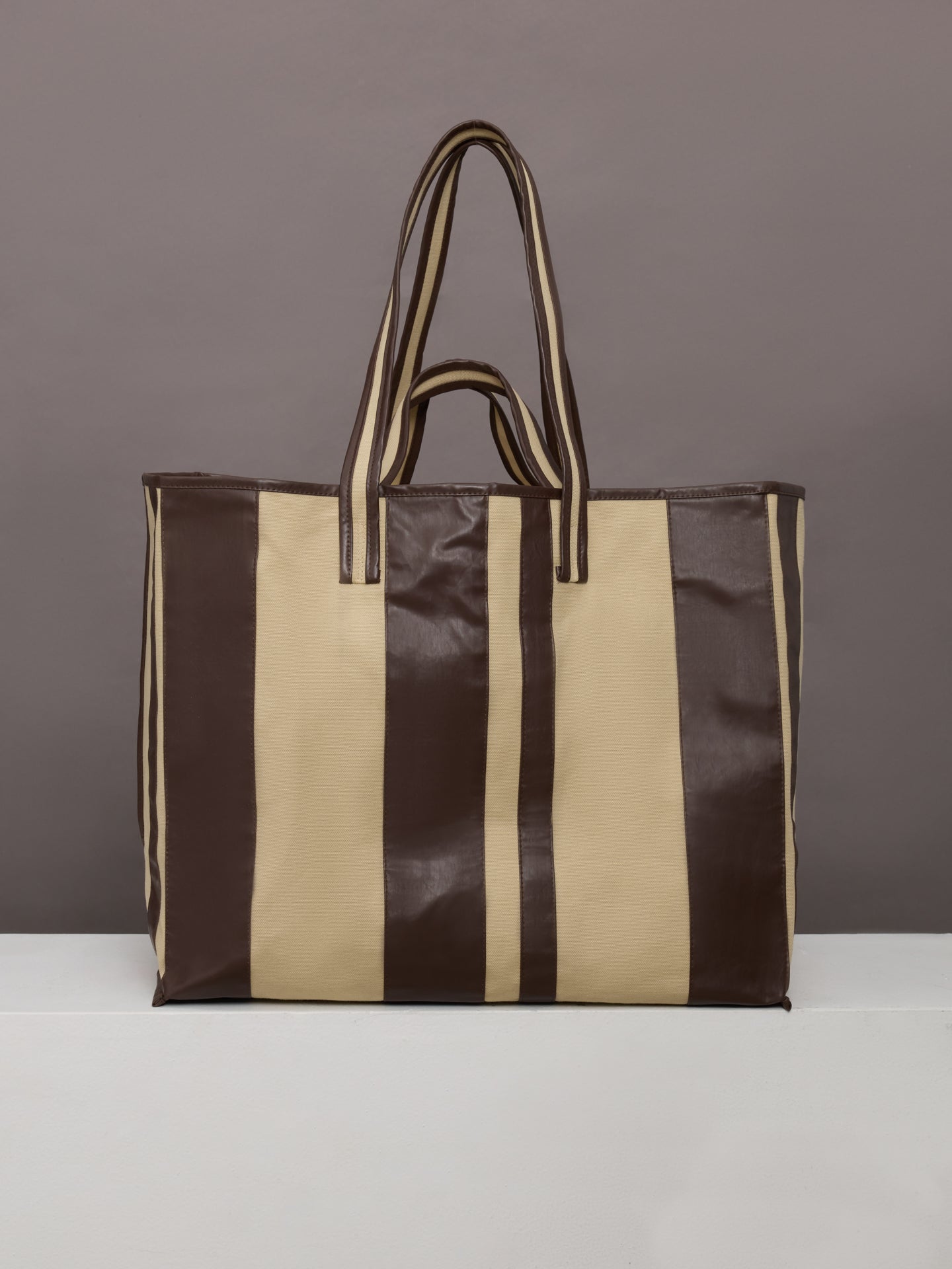 Tote Striped Canvas Beige/Oil Multi – Carbon38 - Main Image