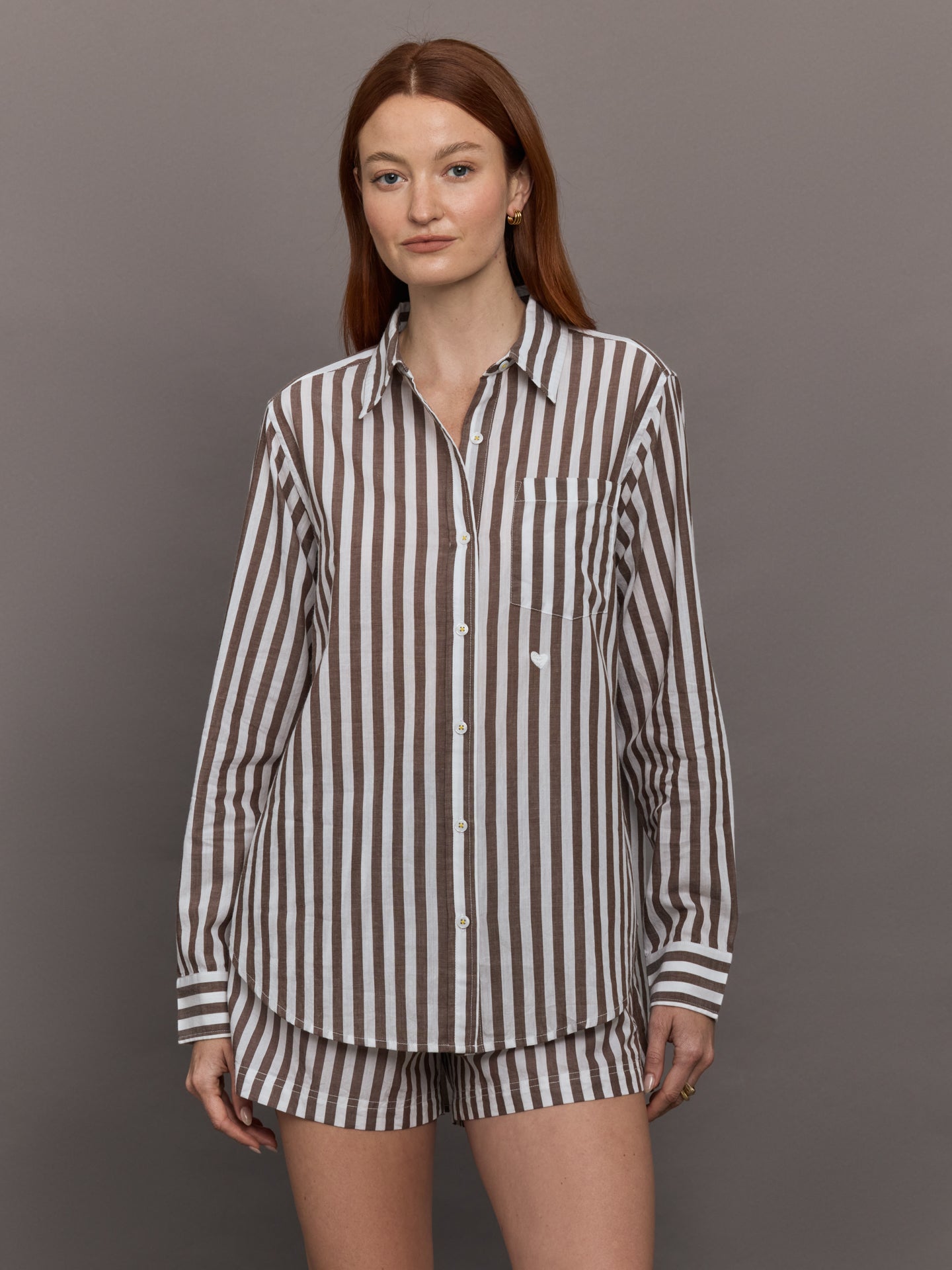Mia Stripe Shirt - Brown/White – Carbon38