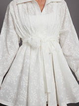 Super Oversized BK NK Shirt Babydoll Mini Dress - White Vines