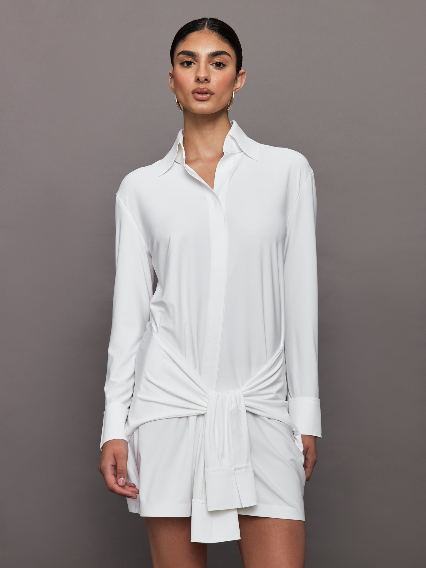 norma kamali mini tie front nk shirt dress Norma Kamali x REVOLVE Mini Tie Front Nk Shirt Dress in Grape