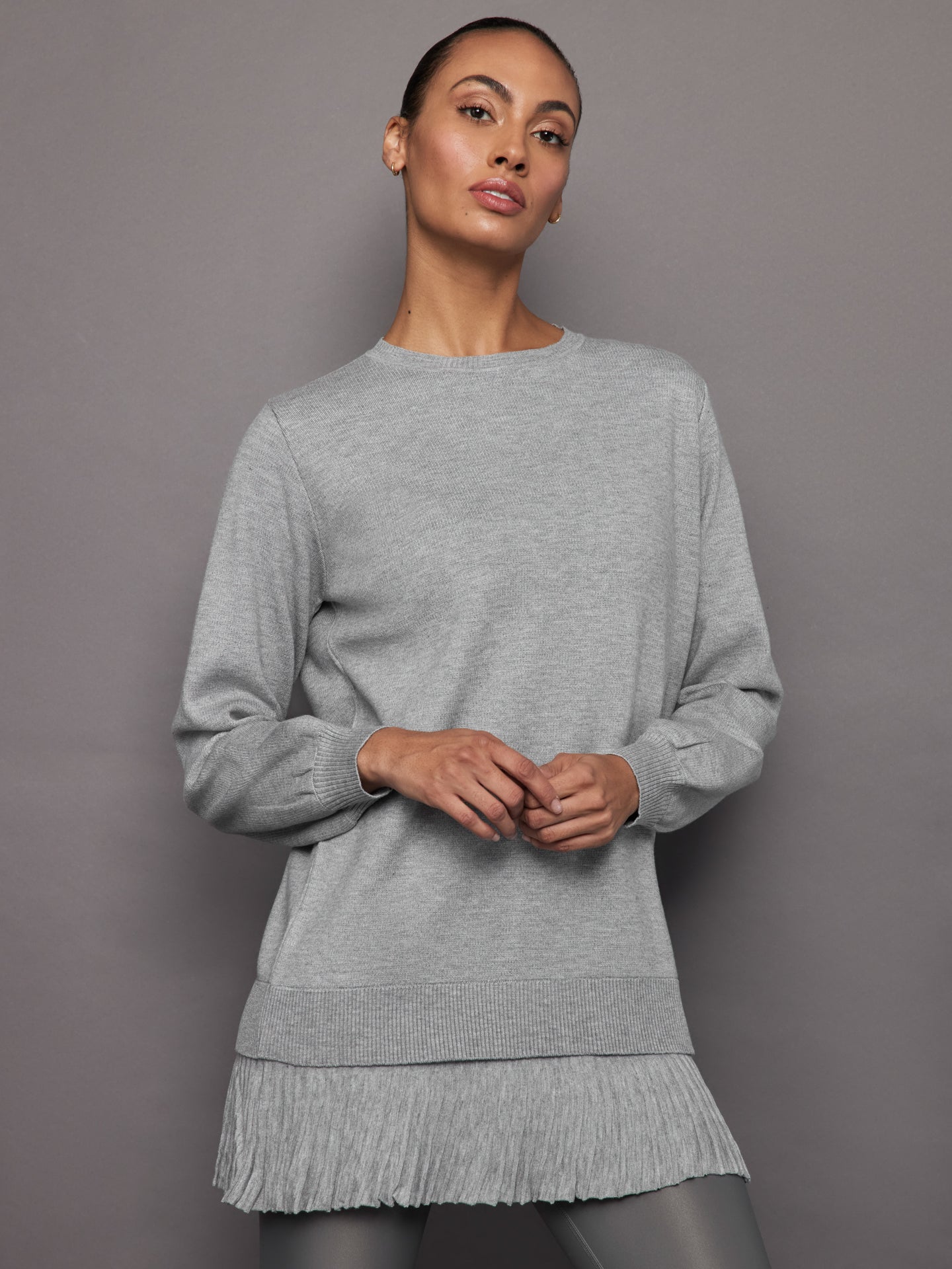 Pallas Pleated Sweatshirt Dress - Grey Carbon38 Pallas Pleated Sweatshirt Dress - Grey Carbon38