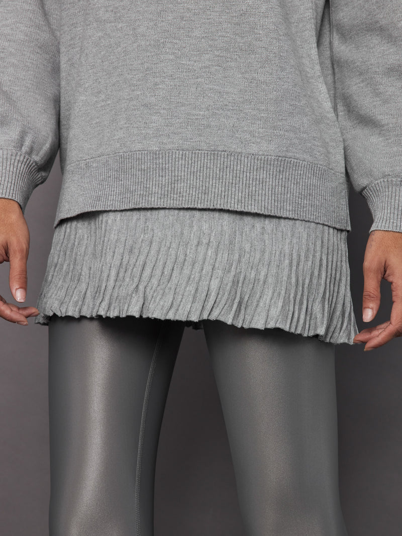 Pallas Pleated Sweatshirt Dress - Grey