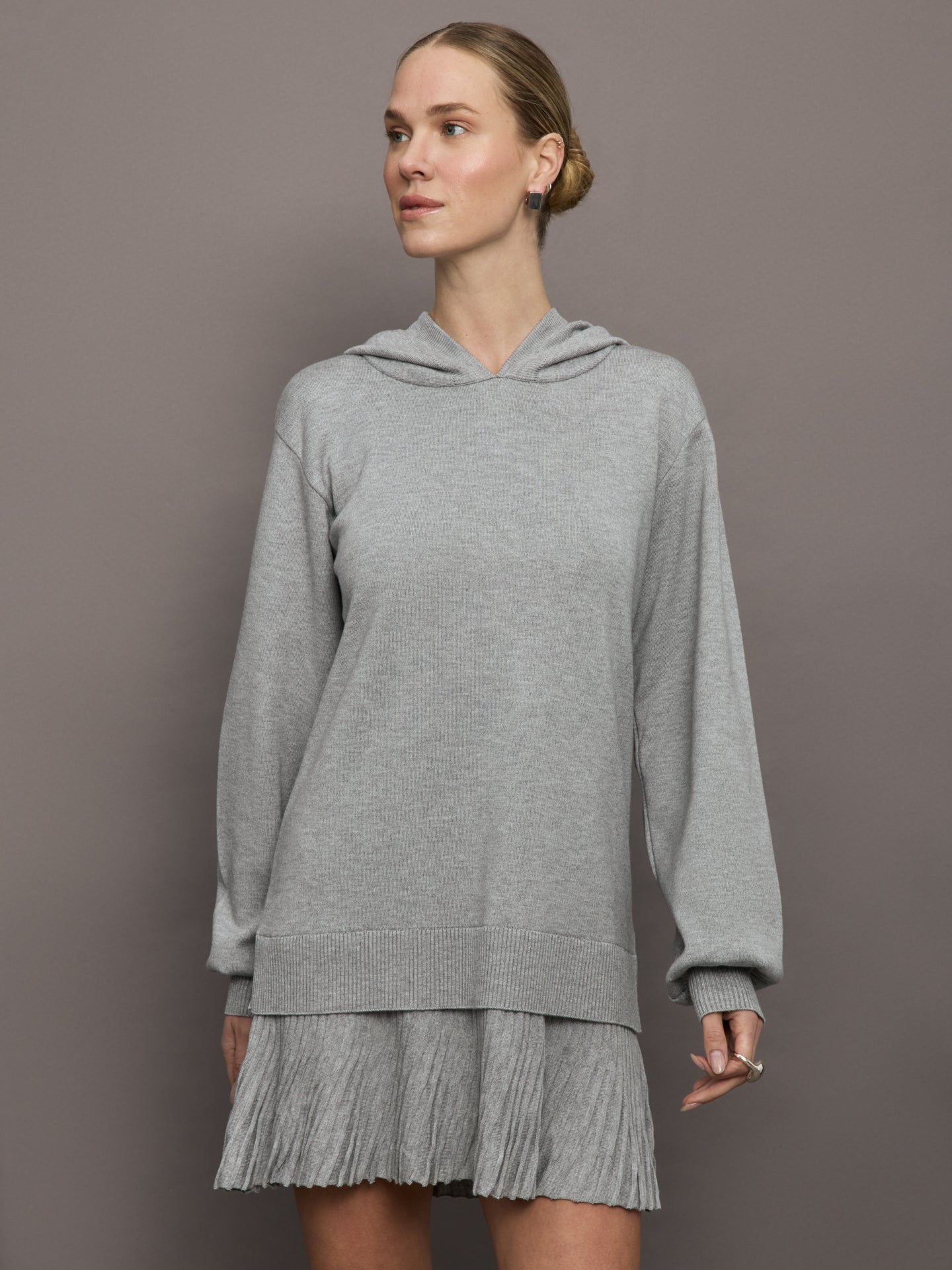 Nomia Pleated Hem Hoodie Dress