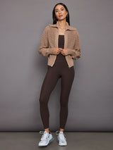Eloise Full Zip Knit - Warm Taupe