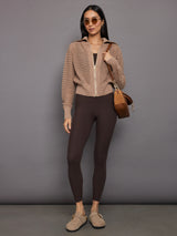 Eloise Full Zip Knit - Warm Taupe