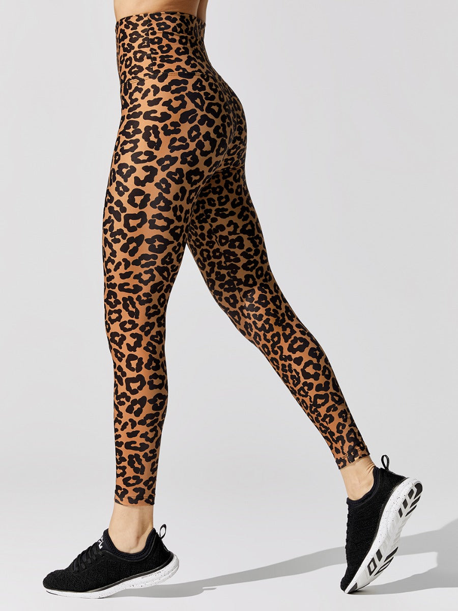 CARBON38 Layered Leopard Printed High Rise Leggings / Bra SET - M