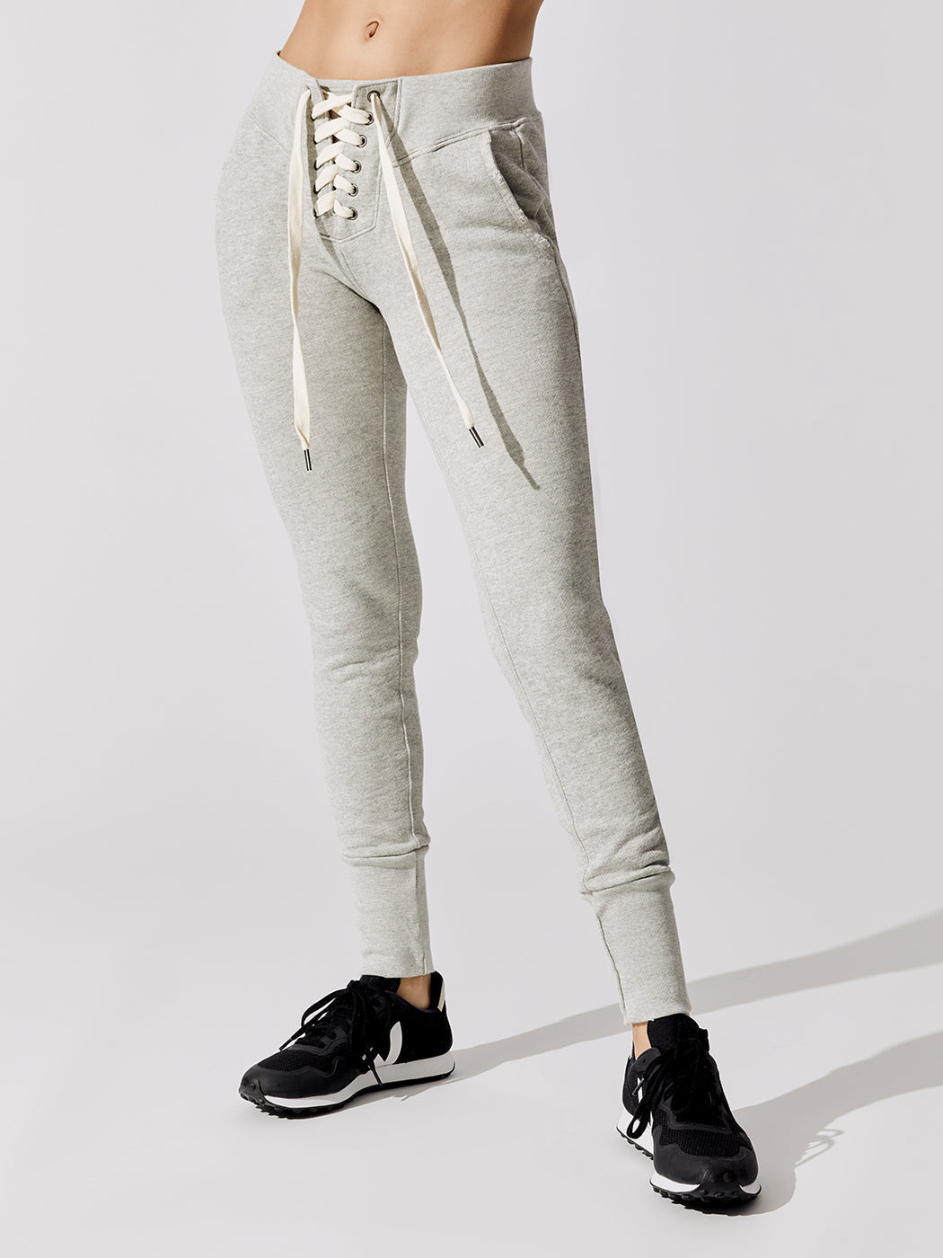 Maddox Lace Front Slim Joggers - Aged Heather Grey – Carbon38