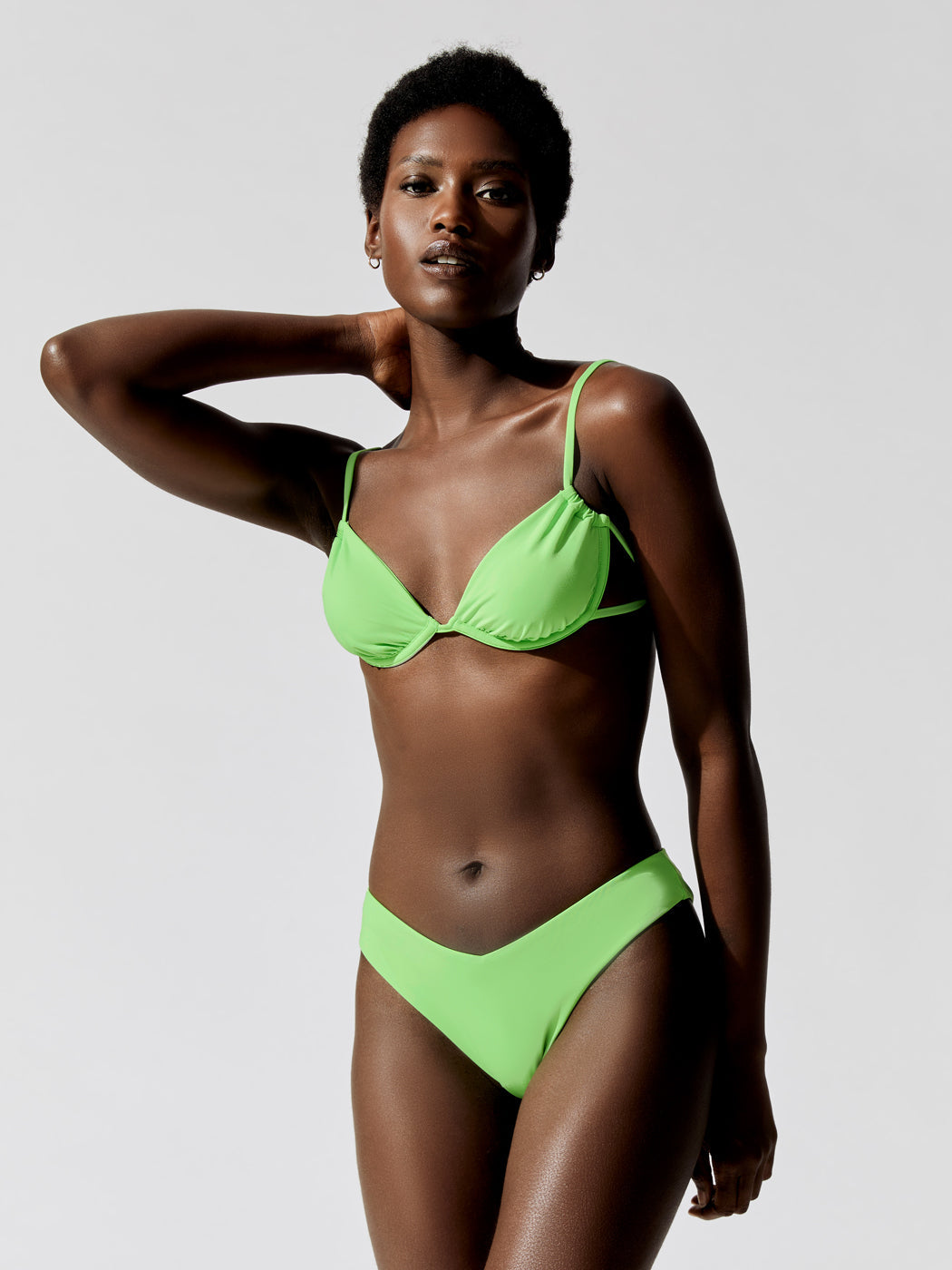 Ruched Underwire Bikini Top - Neon Green – Carbon38