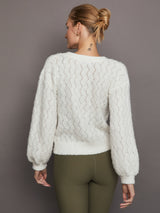 Celeste Boucle V Neck Cardi - Chalk