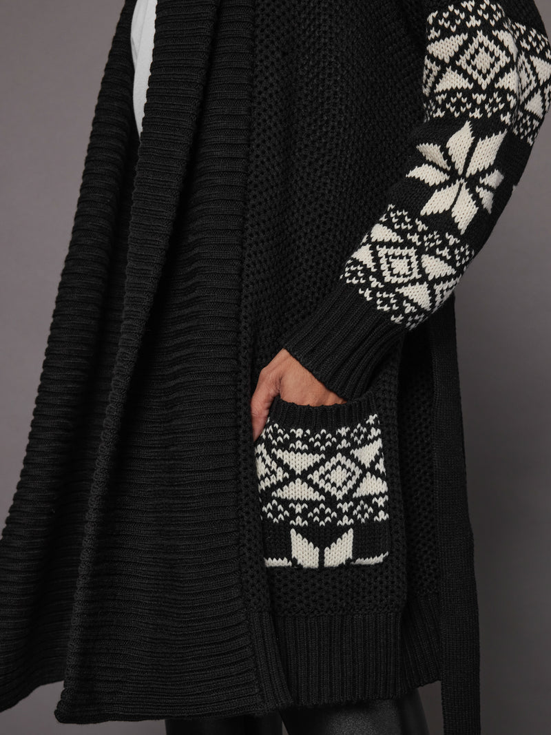 Shiloh Southwestern Cardi - Black