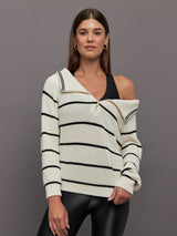 Sierra Off Shoulder Striped Pullover - Sea Salt Multi