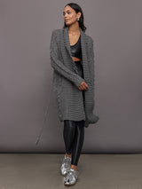 Penelope Cable Sweater Coat - Pewter Heather