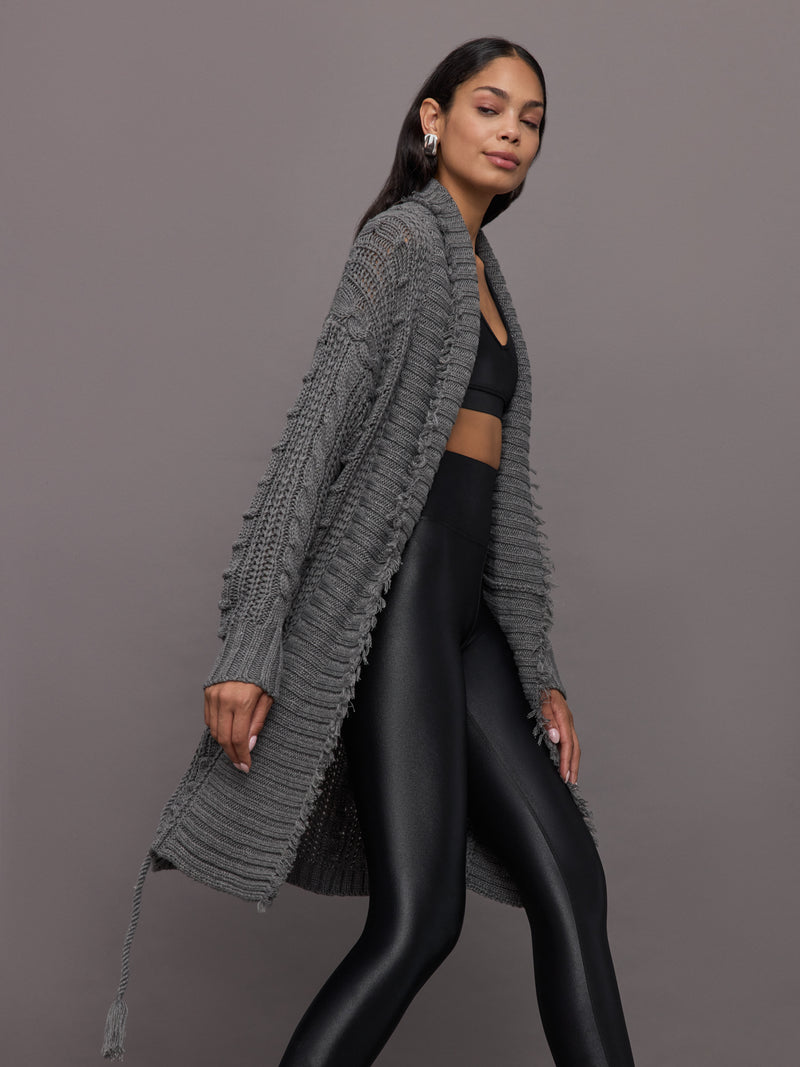 Penelope Cable Sweater Coat - Pewter Heather