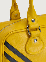 Miaou Mini Shoulder Bag Hazy Yellow, close-up of handle stitching and hardware.