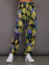 aSMC Sweatpant printed - black shock slime deep lilac blue bay-smc