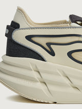 White and black sneaker with unique design on a white background