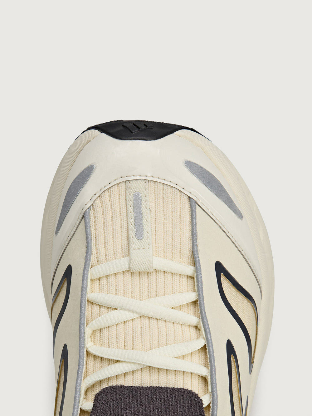 White and black sneaker with unique design on a white background