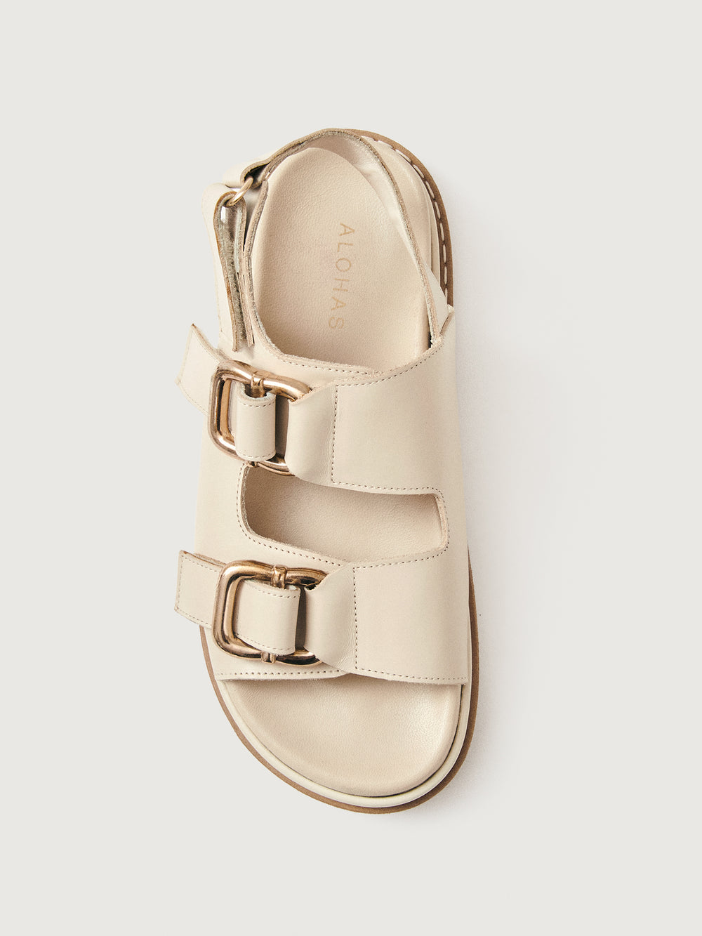 Beige slingback sandal with gold hardware 