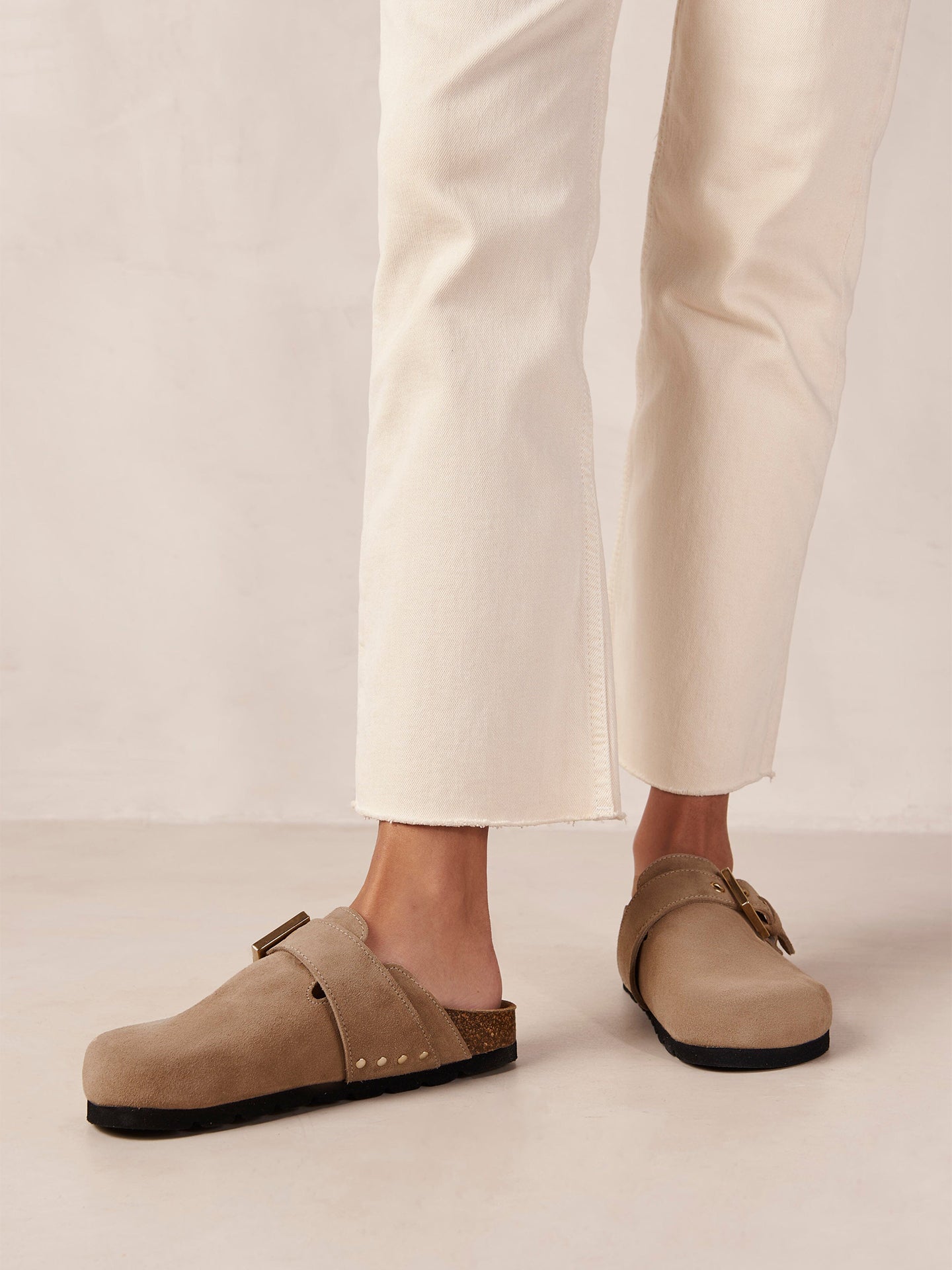 COZY SUEDE MULE TAUPE LEATHER Carbon38