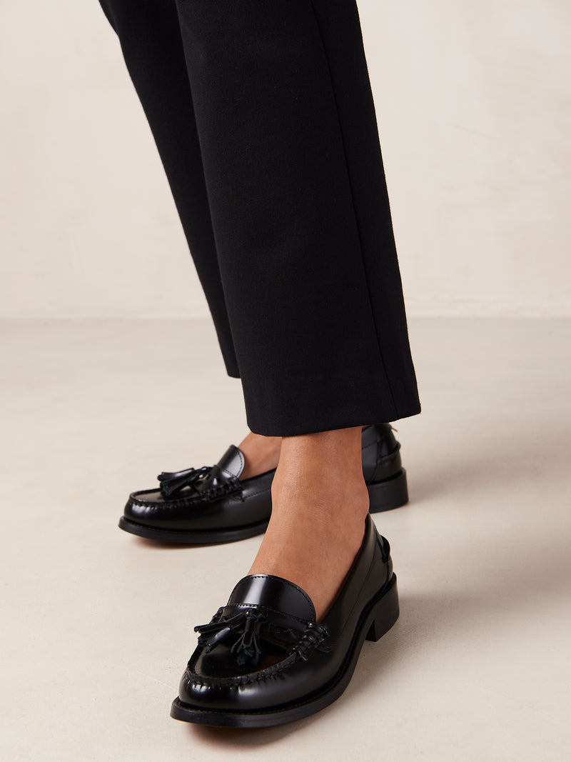 Terrane Black Leather Loafers - Black