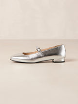 Por Do Sol Shimmer Silver Leather Ballet Flats - Shimmer Silver