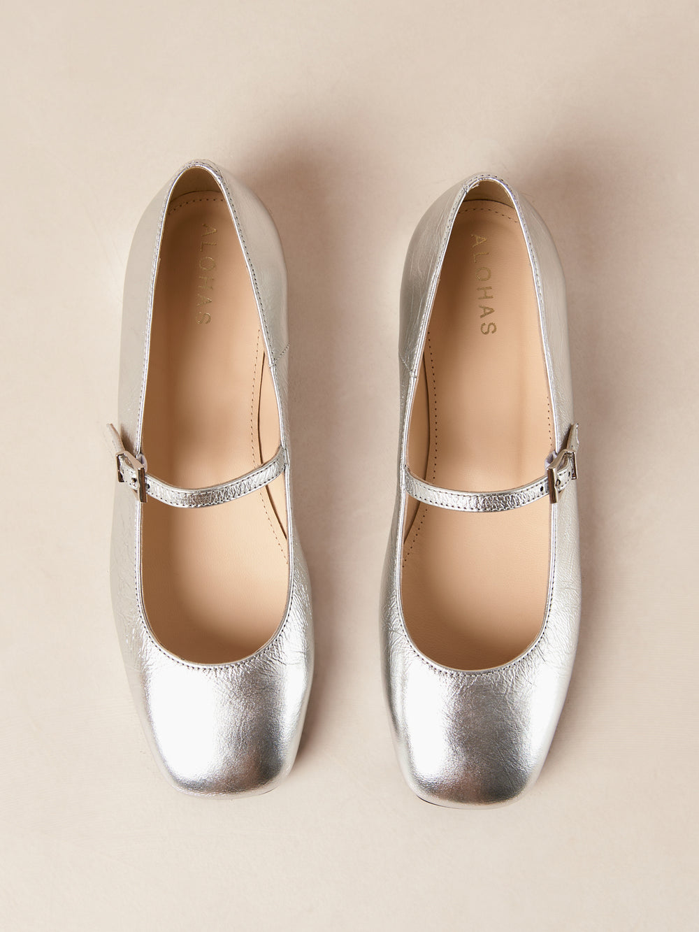 Por Do Sol Shimmer Silver Leather Ballet Flats - Shimmer Silver
