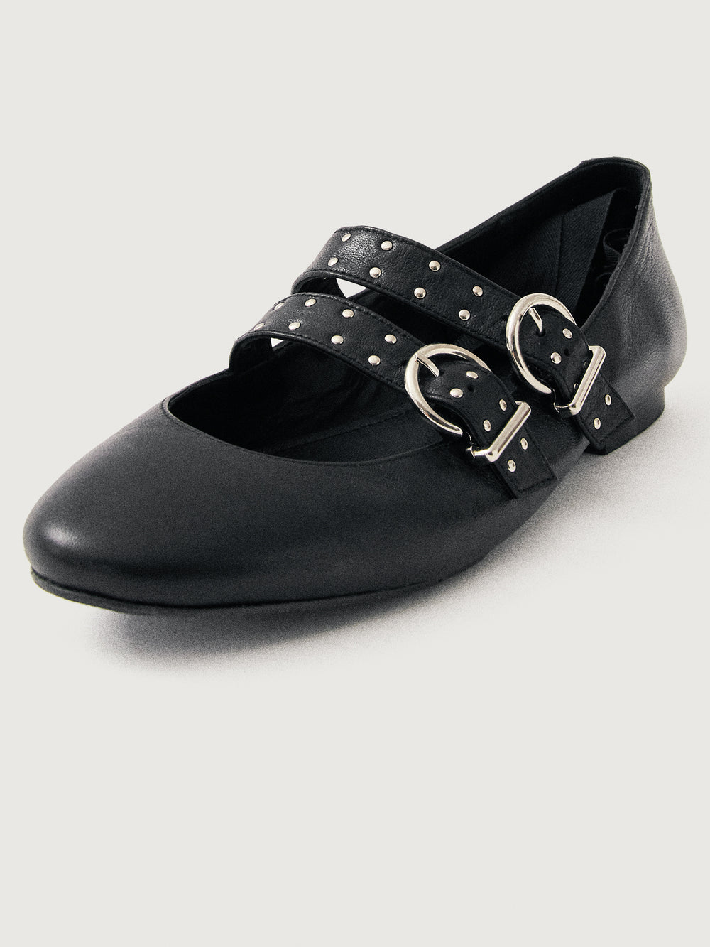 Thekla Black Leather Ballet Flat - Black