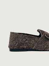 Brown suede loafer shoe.