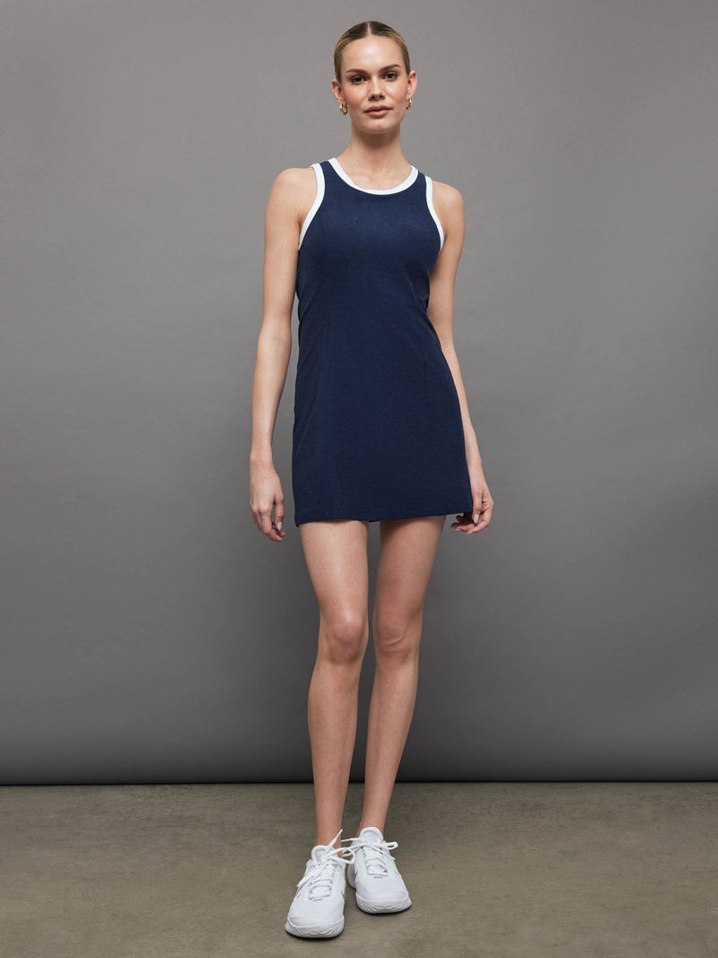SPACEDYE OUTLINES DRESS - NAVY – Carbon38
