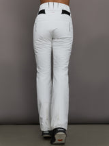 White pants with black accents on a gray background