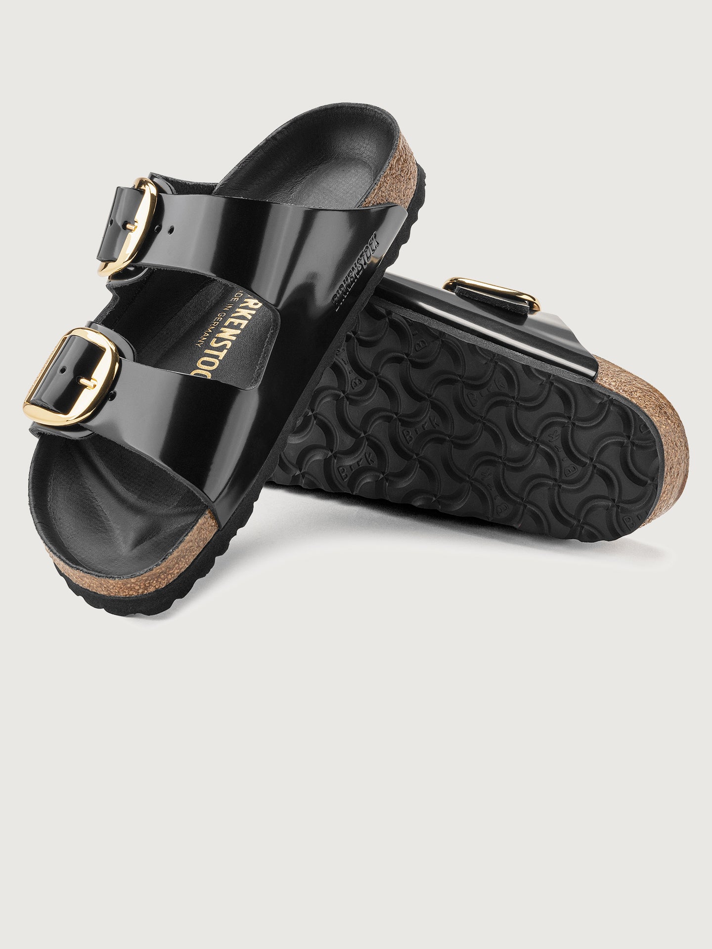 BIRKENSTOCK ARIZONA BIG BUCKLE LENA 38 黒 Arizona Big Buckle - High Shine Black Leather – Carbon38