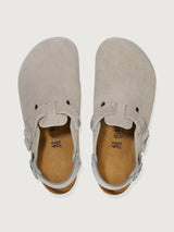 Stone colored suede boston birkenstocks.