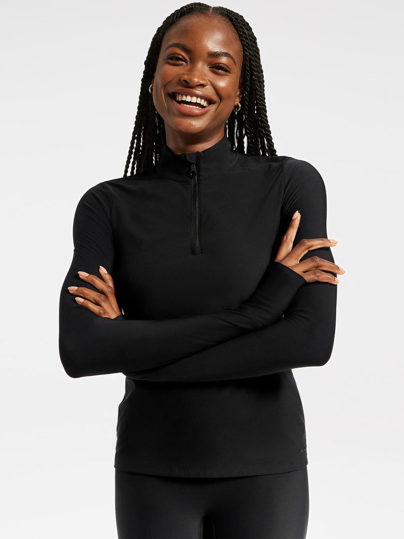 Pro Fleece 1/4 Zip Long Sleeve Top - Black